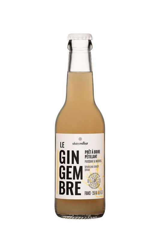 Boisson bio gazeuse aux jus de gingembre et de citron vert, et aux infusions de verveine et piment.